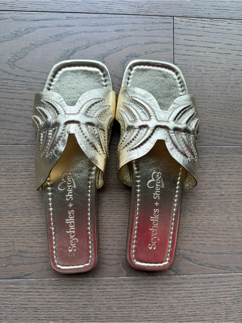 Seychelles Gold Leather Slide Sandals